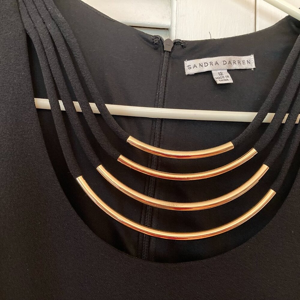 Sandra Darren Classy Basic Black Shaped Sheath Dr… - image 3